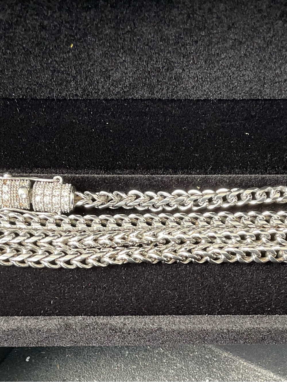 Solid 14K White Gold Franco Chain 43g 28" Necklace Custom Pave Lock